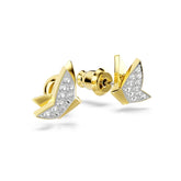 Idyllia Lilia stud earrings, Butterfly, White, Gold-tone plated